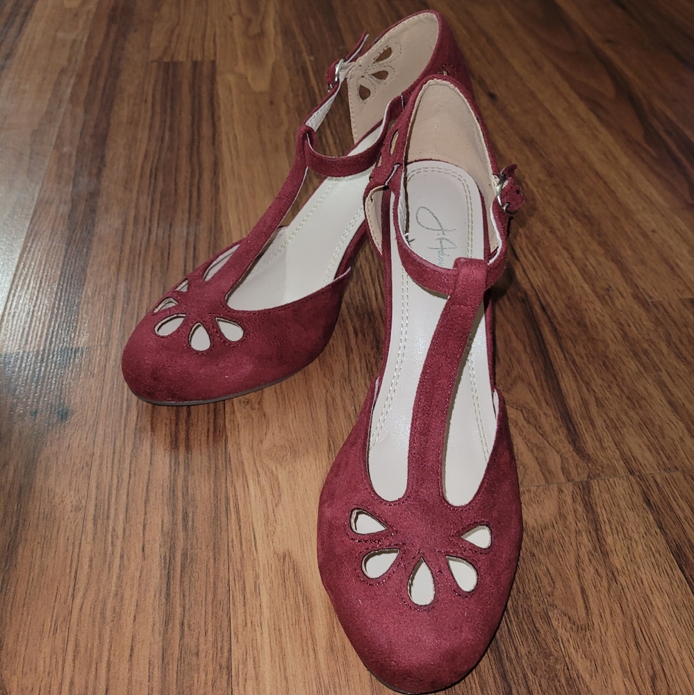 J. Adams burgundy Mary Jane heels